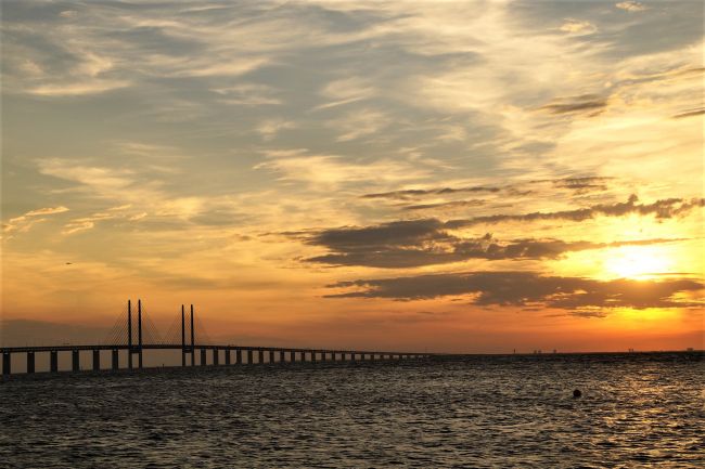 Öresund híd naplementében