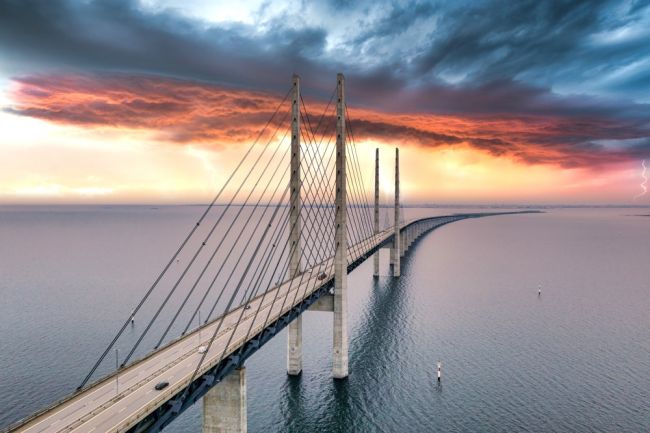 Öresund híd naplementében