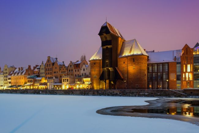 A befagyott Motława és a Daru